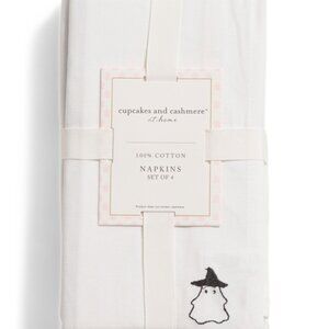 Cupcakes and Cashmere White Ghost Napkins Set/4, embroidered ghost, NEW